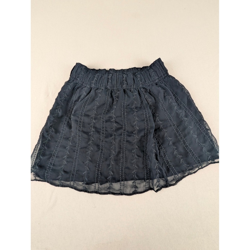 Abercrombie & Fitch Navy Blue Embroidered Sheer Overlay Mini Skirt Womens Small